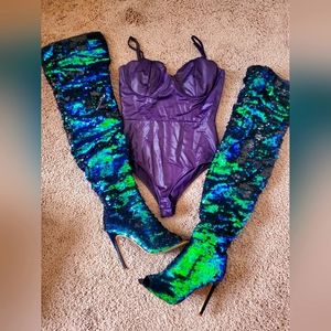 Green Thigh High Seafoam Boots COSTUME
